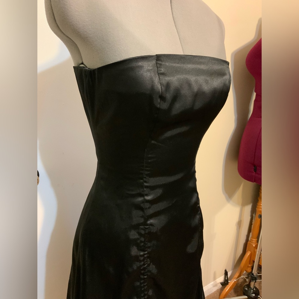 NWOT Rubber Ducky Satin Strapless Black High Low Cocktail/Prom Dress - Picture 3 of 9
